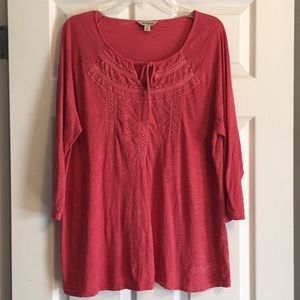Lucky Brand keyhole tie neck top